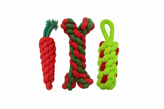 Dog Rope Carrot, Bone, and Knot Set